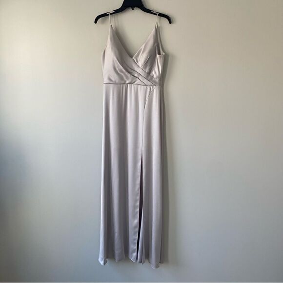 Jenny Yoo Long Bridesmaids Dress Beckett Latte Size 2 Worn Once - Picture 7 of 15